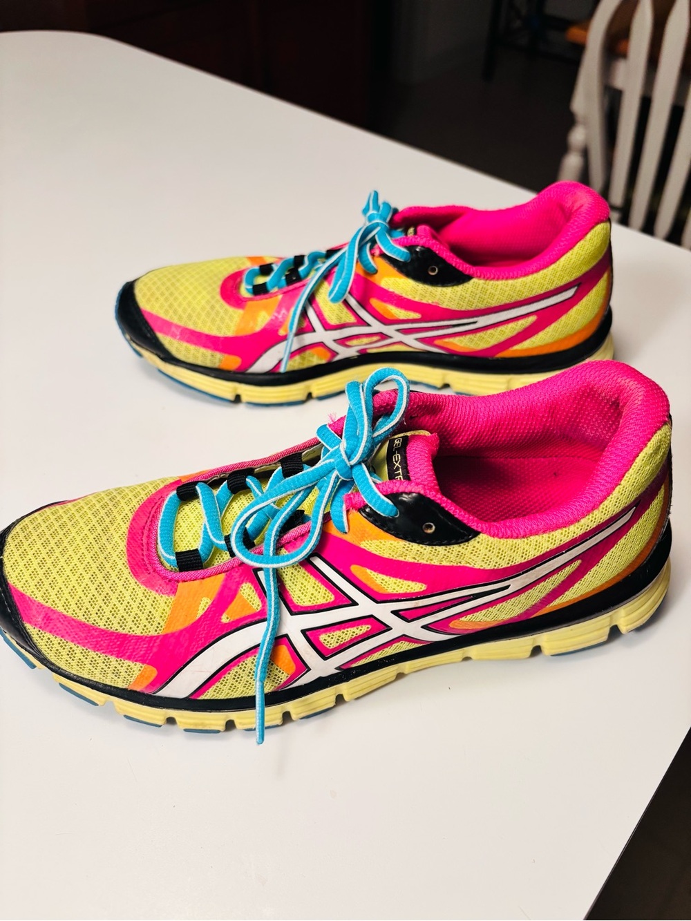 ASICS Women's Athletic Running Shoes - Pink, Yellow & Blue Accents